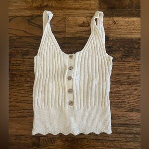 Abercrombie Cream Button-Down Knit Top